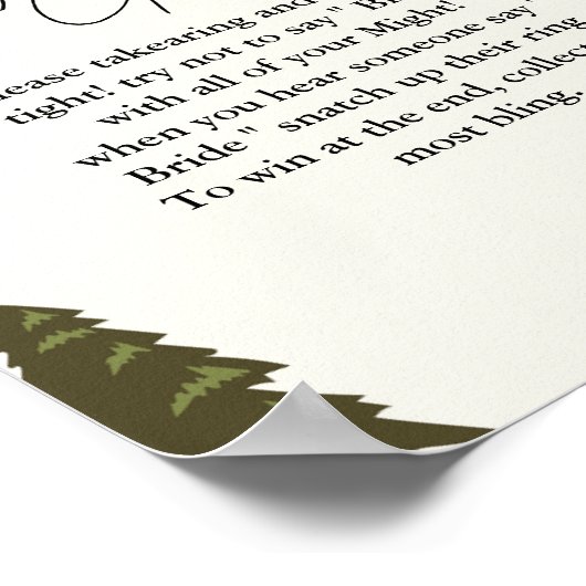 Camping ring spel niet zeggen bruid poster (Hoek)