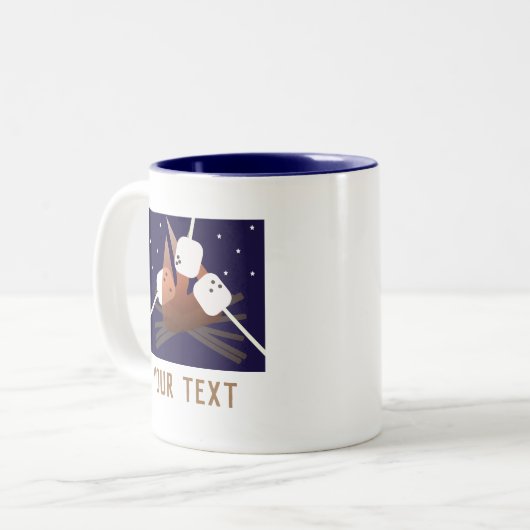 Camping Roasting Marshmallows Bonfire Tweekleurige Koffiemok (Voorkant links)