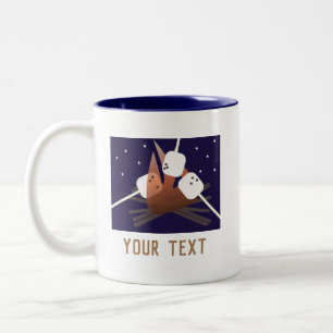 Camping Roasting Marshmallows Bonfire Tweekleurige Koffiemok