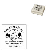 Camping | Ronde familienaam & retouradres Rubberstempel (Gestempeld)