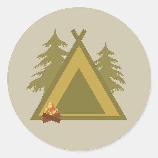 Camping Ronde Sticker (Voorkant)