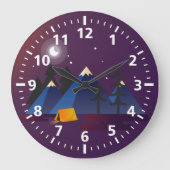 Camping Round (groot) wandklok (Voorkant)
