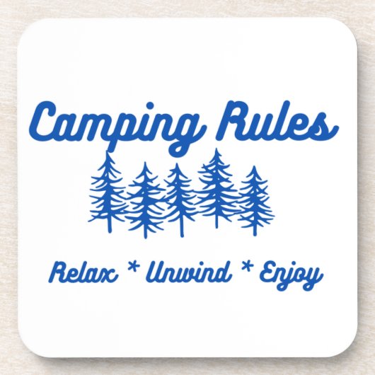 Camping Rules - Relax, Unwind, Geniet van een Bier Onderzetter (Voorkant)