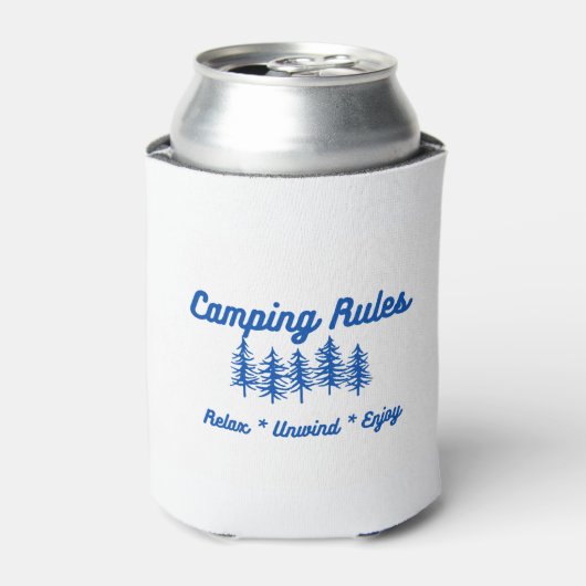 Camping Rules Relax, Unwind, Geniet van een Blikjeskoeler (Blikje Voorkant)