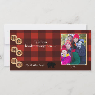 CAMPING Rustic Bear Woods Holiday Photo Card 8x4 Feestdagenkaart