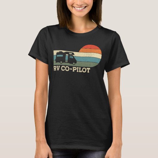 Camping Rv Co-Pilot Motorhome Campervan Retro T-shirt (Voorkant)