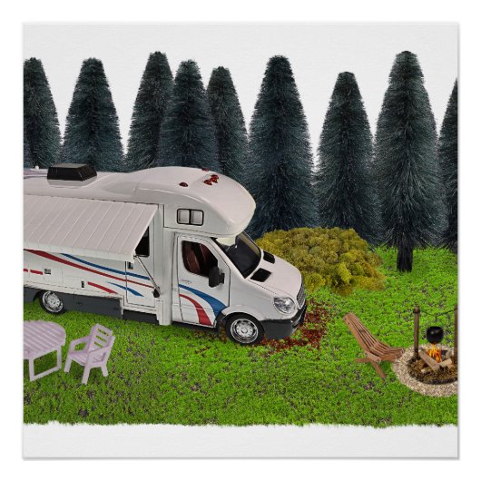 Camping RV in het bos Camping Spot Perfect Poster (Voorkant)