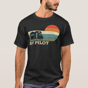 Camping Rv Pilot Motorhome Campervan Retro T-shirt