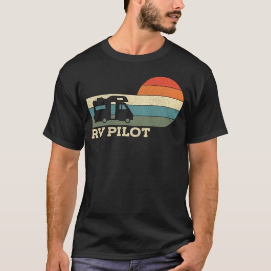 Camping Rv Pilot Motorhome Campervan Retro  T-shirt (Voorkant)