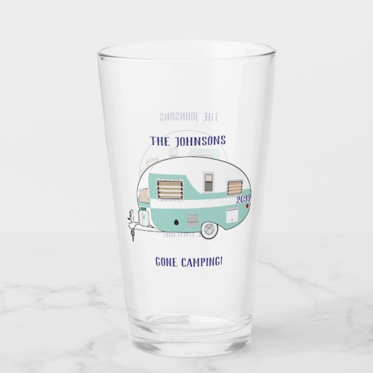 Camping RV Trailer Camper Beer Pint Drink Glas (Achterkant)