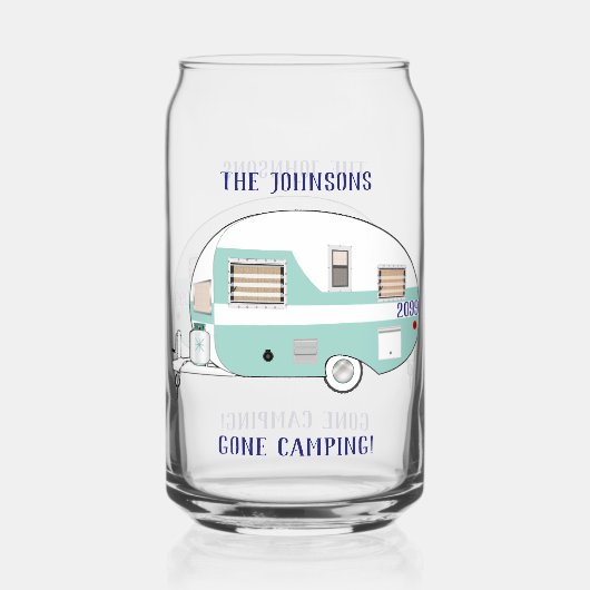 Camping RV Trailer Camper Bier Blikvorm Glas (Achterkant)