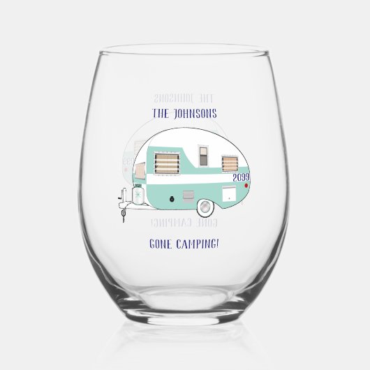 Camping RV Trailer Camper Cocktail Wijnglas Zonder Voet (Voorkant)
