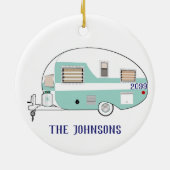 Camping RV Trailer Camper Round Kerstmis Keramisch Ornament (Achterkant)