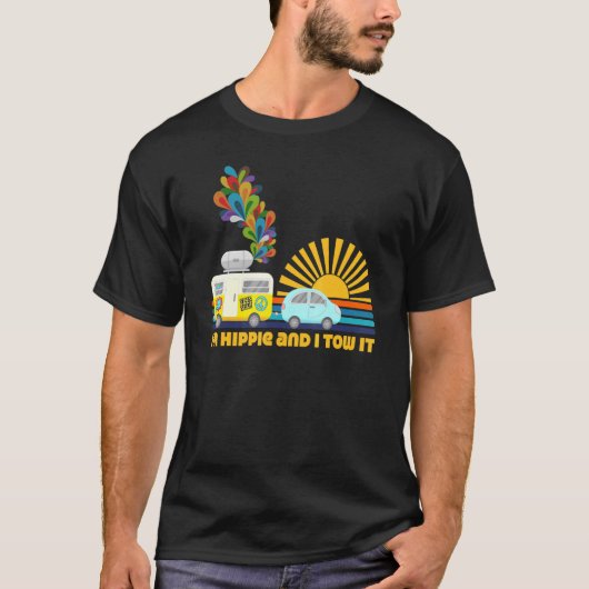 Camping RvIm Hippie en ik trok het 60s Sunset teru T-shirt (Voorkant)