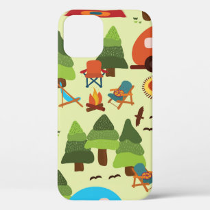 Camping scene - caravan, kampeerstoelen, vuurpleis Case-Mate iPhone case