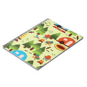 Camping scene - caravan, kampeerstoelen, vuurpleis notitieboek (Linkerzijde)