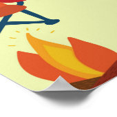 Camping scene - caravan, kampeerstoelen, vuurpleis poster (Hoek)