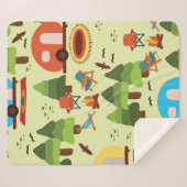 Camping scene - caravan, kampeerstoelen, vuurpleis sherpa deken (Voorkant (horizontaal))