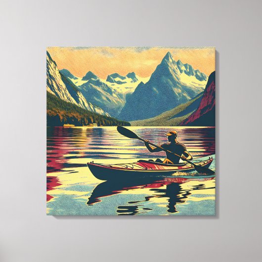 Camping Scene Man Kajakken Canvas Afdruk (Voorkant)