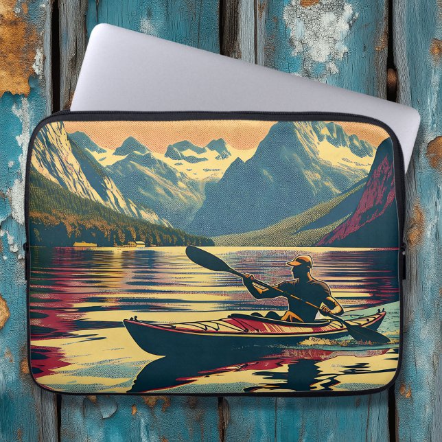  Camping Scene Man Kajakken Laptop Sleeve (Creator heeft geüpload)