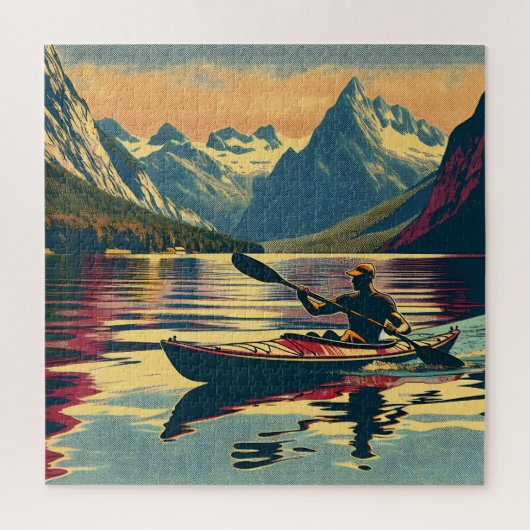  Camping Scene Man Kajakken Legpuzzel (Verticaal)