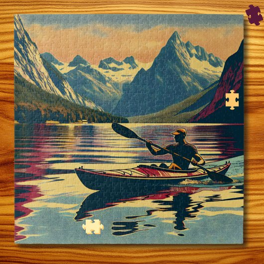  Camping Scene Man Kajakken Legpuzzel
