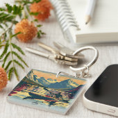 Camping Scene Man Kajakken Sleutelhanger (Voorkant Rechts)