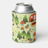 Camping scene, naadloos patroon blikjeskoeler (Blikje Achterkant)