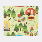 Camping scene, naadloos patroon fleece deken (Voorkant (Horizontaal))