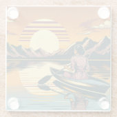  Camping Scene Vrouw Kajakken Glazen Onderzetter (Achterkant)