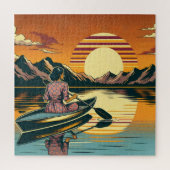  Camping Scene Vrouw Kajakken Legpuzzel (Verticaal)