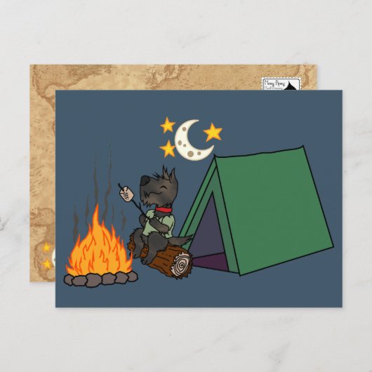 Camping Scottie - Brindle Briefkaart (Voorkant / Achterkant)