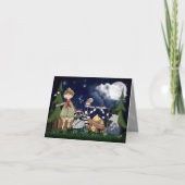 Camping Scout Boy met Raccoon en Opossum Kaart (Voorkant)