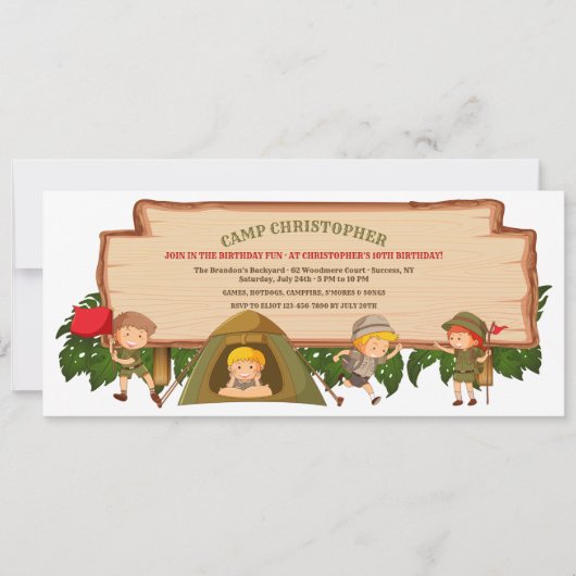 Camping Scouts verjaardagsfeestje uitnodiging (Voorkant)