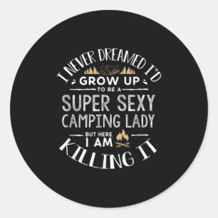 Camping Shirt Vrouwen Vrouw Camper RV Camping Vaka Ronde Sticker