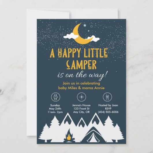 Camping Shower Uitnodiging (Voorkant)