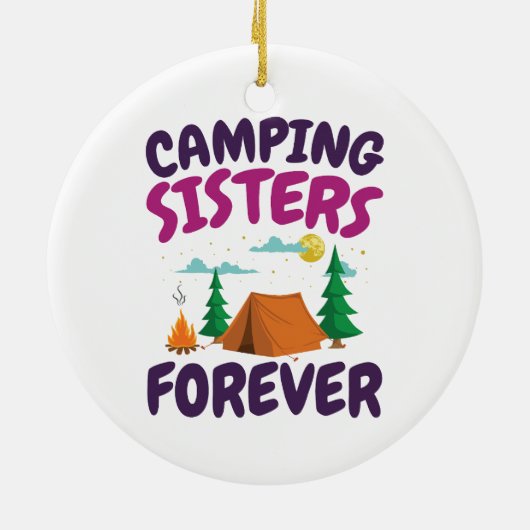 Camping Sisters Forever Keramisch Ornament (Achterkant)