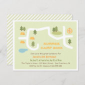 Camping Site Map Birthday Party Invitations Kaart (Voorkant / Achterkant)