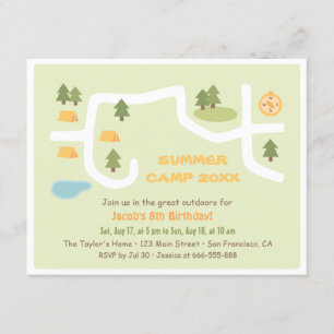 Camping Site Map Birthday Party Invitations Kaart