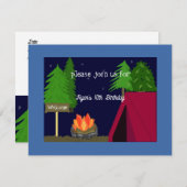 Camping Sleepover Birthday Party Invitation Kaart (Voorkant / Achterkant)