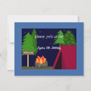 Camping Sleepover Birthday Party Invitation Kaart