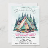 Camping Sleepover Birthday Party Invitation Kaart (Voorkant)
