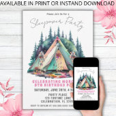 Camping Sleepover Birthday Party Invitation Kaart