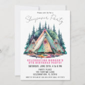 Camping Sleepover Birthday Party Invitation Kaart (Voorkant)