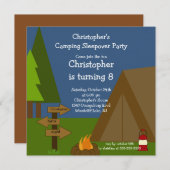 Camping Sleepover Boys Birthday Invitation Kaart (Voorkant / Achterkant)
