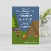 Camping Sleepover Boys Birthday Invitation Kaart (Staand voorkant)