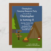 Camping Sleepover Boys Birthday Invitation Kaart (Voorkant / Achterkant)