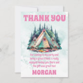 Camping Sleepover Party Dank u kaart (Voorkant)