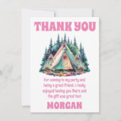 Camping Sleepover Party Dank u kaart (Voorkant)