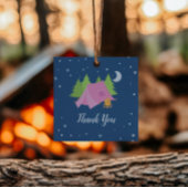 Camping Sleepover Roze Tent Bedankt Bedankjes Labels